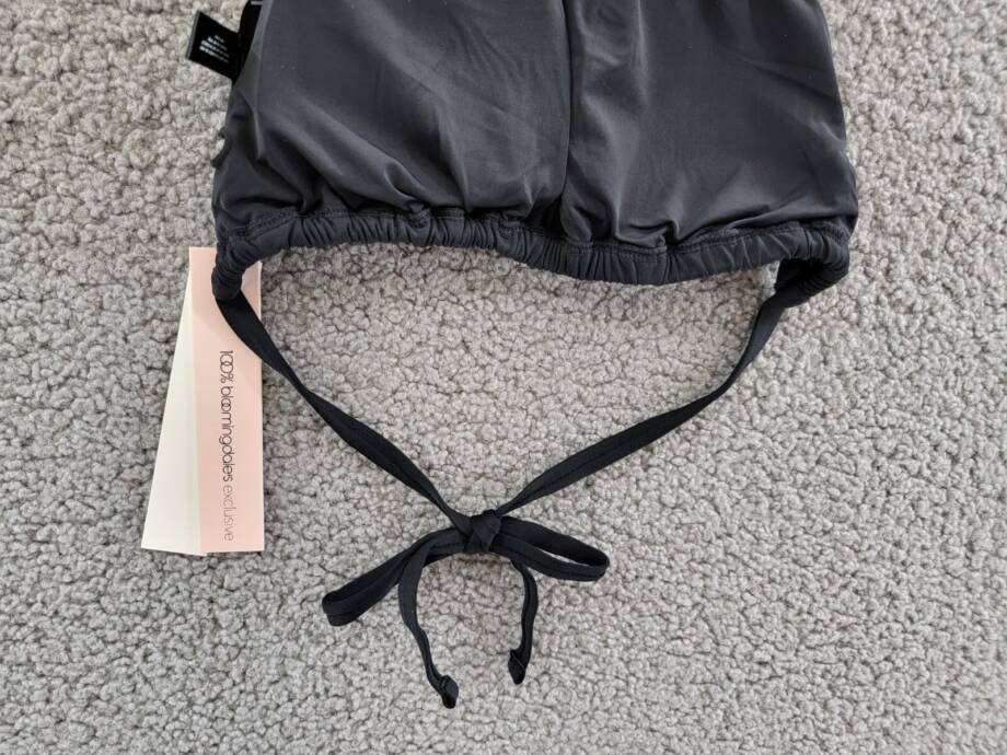 AQUA High Neck Halter Bikini Top Women's S Black Solid Back Tie Closure
