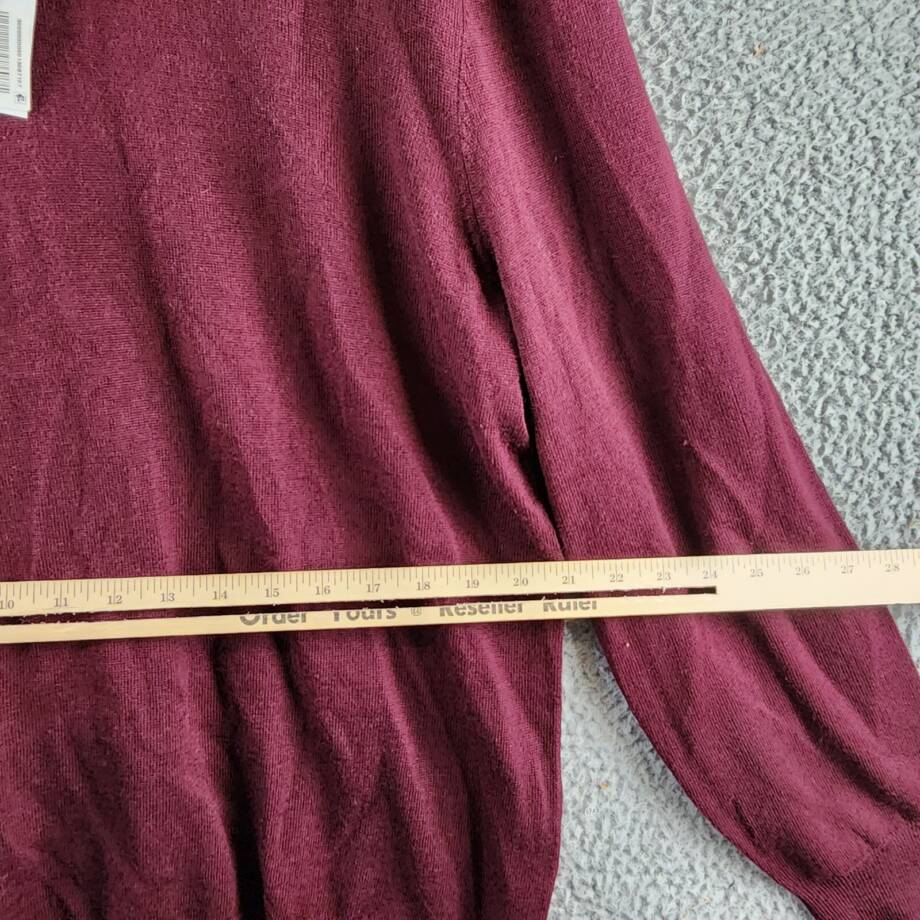 Club Room Solid V-Neck Merino Wool Blend Sweater Men's XXL Maroon Long Sleeve