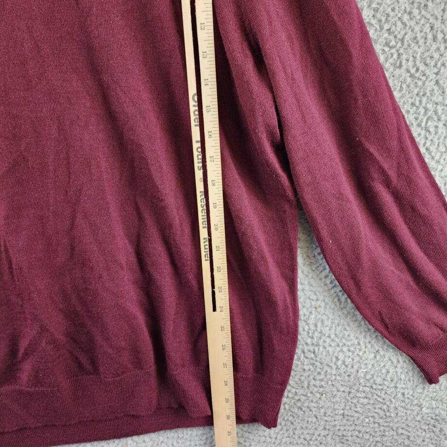 Club Room Solid V-Neck Merino Wool Blend Sweater Men's XXL Maroon Long Sleeve