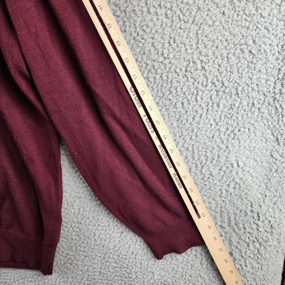 Club Room Solid V-Neck Merino Wool Blend Sweater Men's XXL Maroon Long Sleeve