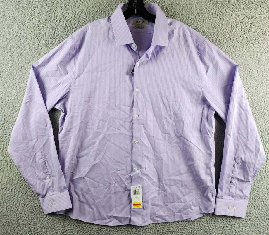 Kenneth Cole Reaction Techni-Cole Slim Fit Flex Dress Shirt Men's XL 36/37 17