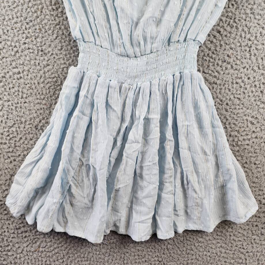 Vintage Havana Flowy Wrap Dress Girls L Blue Dot Smocked Waist V-Neck 14