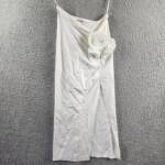 Another Mode Side Slit Rose Applique Skirt Women's S White Solid Pull On