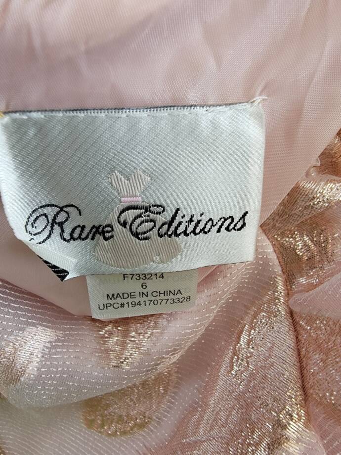 Rare Editions Puff-Sleeve Burnout Organza Dress Little Girls' 6 Blush Back Zip