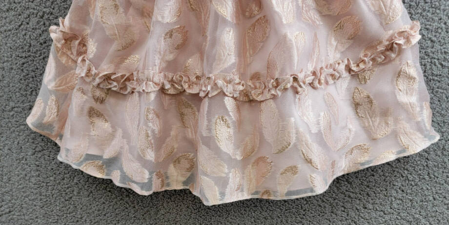 Rare Editions Puff-Sleeve Burnout Organza Dress Little Girls' 5 Blush Back Zip