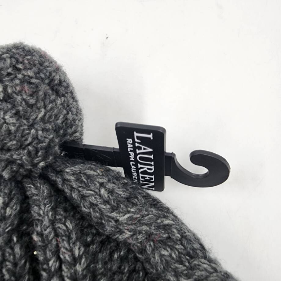 Lauren Ralph Lauren Cable Knit Beanie With Pom Women's One Size Gray Wool Blend