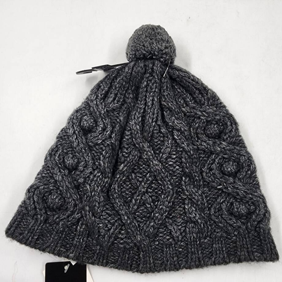 Lauren Ralph Lauren Cable Knit Beanie With Pom Women's One Size Gray Wool Blend