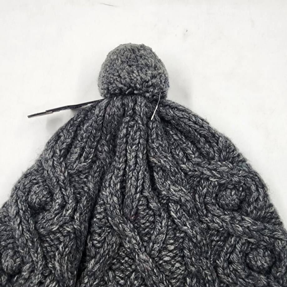 Lauren Ralph Lauren Cable Knit Beanie With Pom Women's One Size Gray Wool Blend