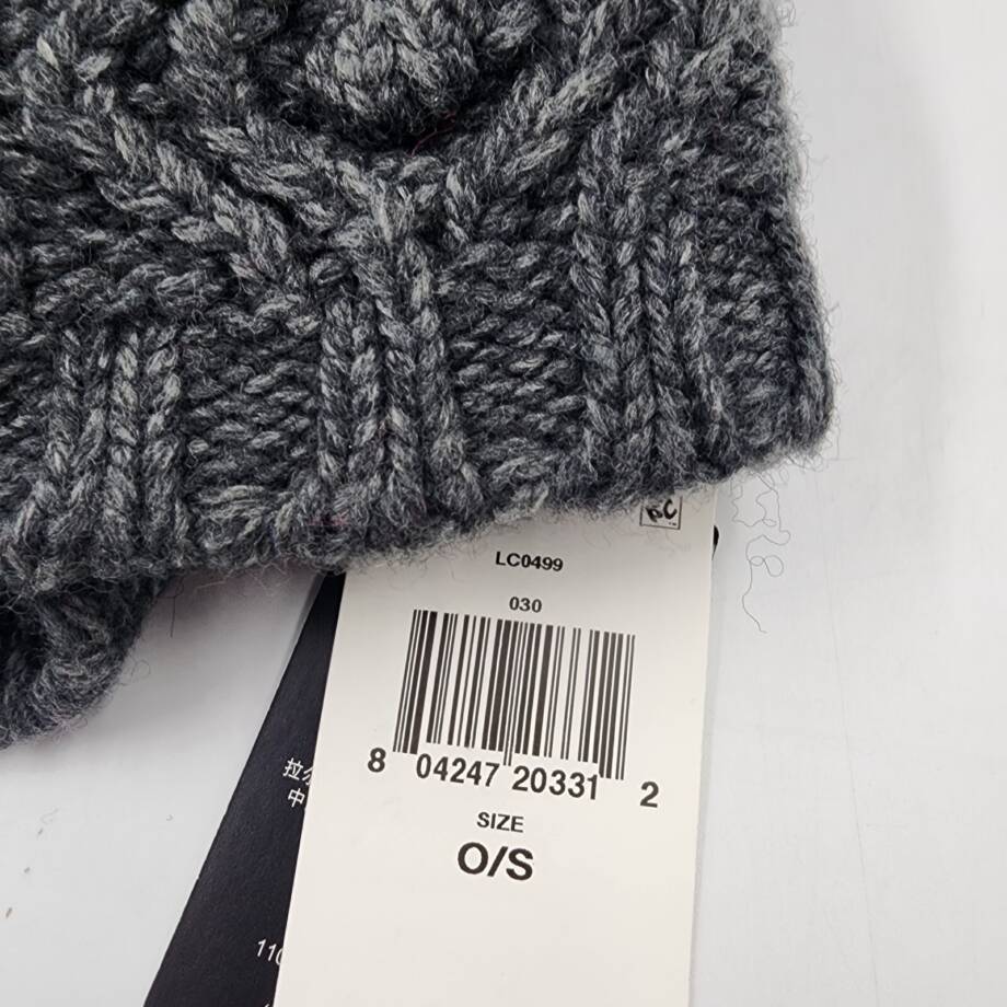 Lauren Ralph Lauren Cable Knit Beanie With Pom Women's One Size Gray Wool Blend