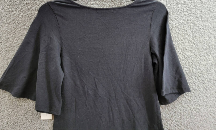 Three Dots Scoop Neck Dress Women's XS Black Solid Quarter Sleeve Pullover