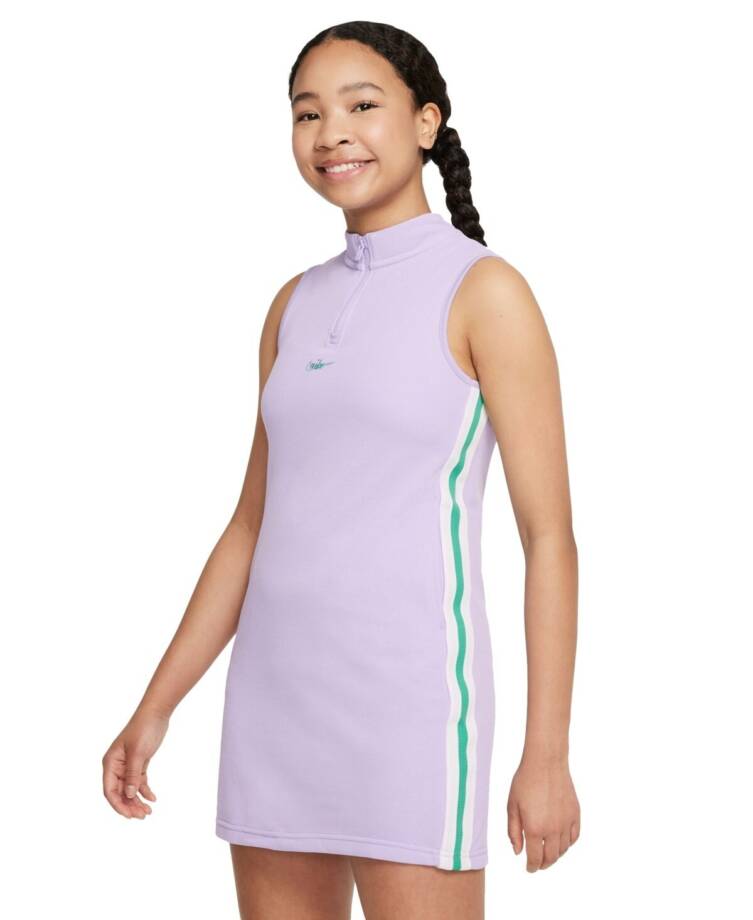 Nike Sportswear Mock-Neck Sleeveless Dress Big Girls L Light Purple Quarter Zip