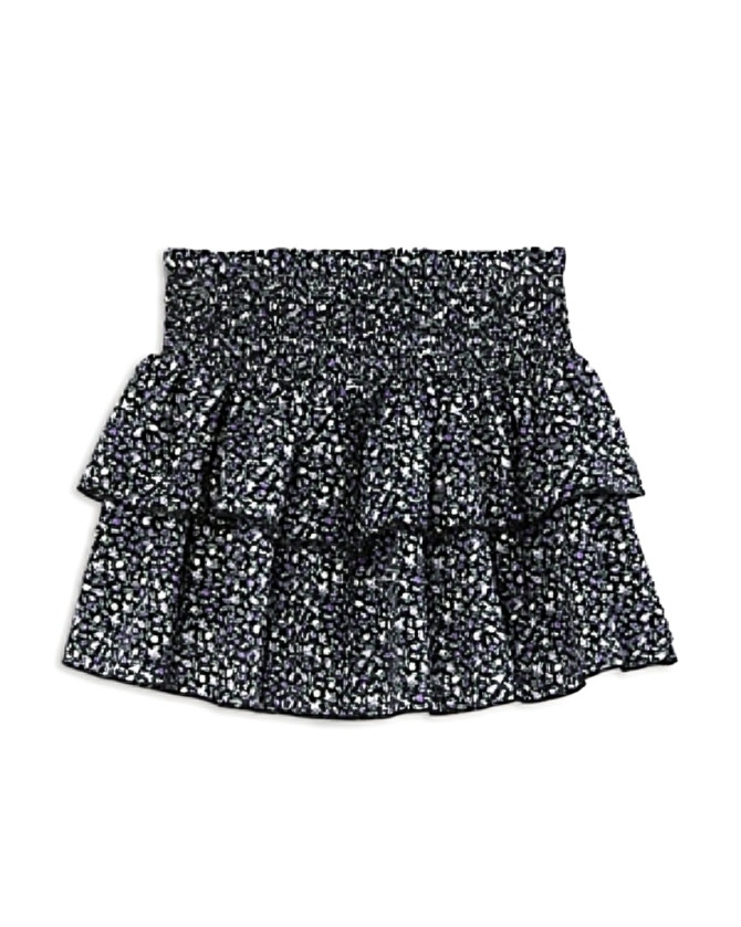 KatieJnyc Brooke Floral Print Skirt Girls' S Black Multi Smocked Elastic Waist