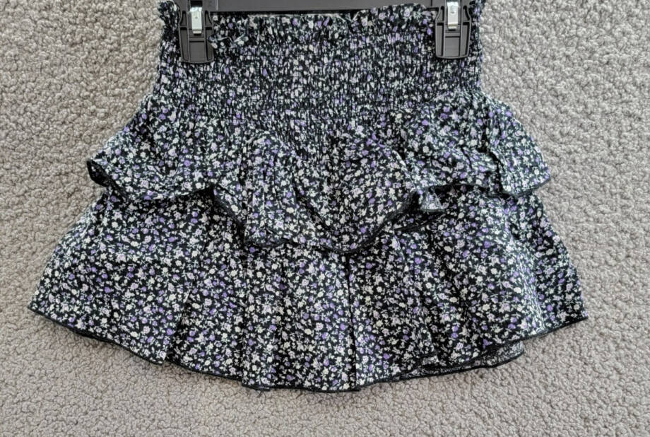 KatieJnyc Brooke Floral Print Skirt Girls' S Black Multi Smocked Elastic Waist