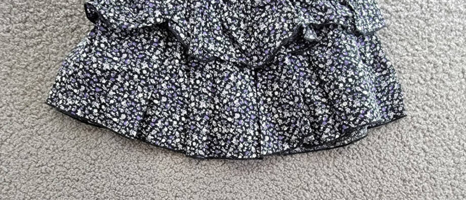 KatieJnyc Brooke Floral Print Skirt Girls' S Black Multi Smocked Elastic Waist