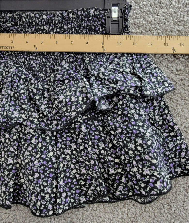 KatieJnyc Brooke Floral Print Skirt Girls' S Black Multi Smocked Elastic Waist