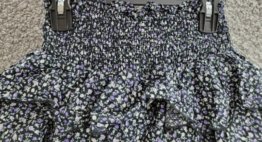 KatieJnyc Brooke Floral Print Skirt Girls' S Black Multi Smocked Elastic Waist
