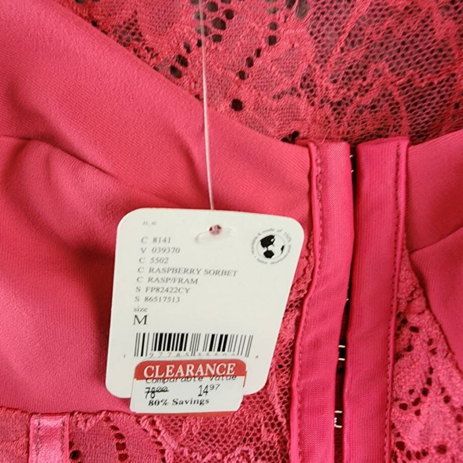 Intimately FP Lace Night Rhythm Thong Bodysuit Women's M Raspberry Sorbet Floral
