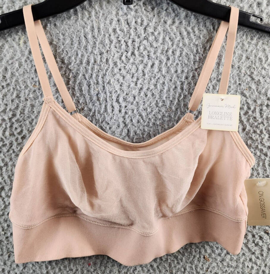 On Gossamer Mesh Longline Bralette Women's S Champagne Adjustable Strap Pullover