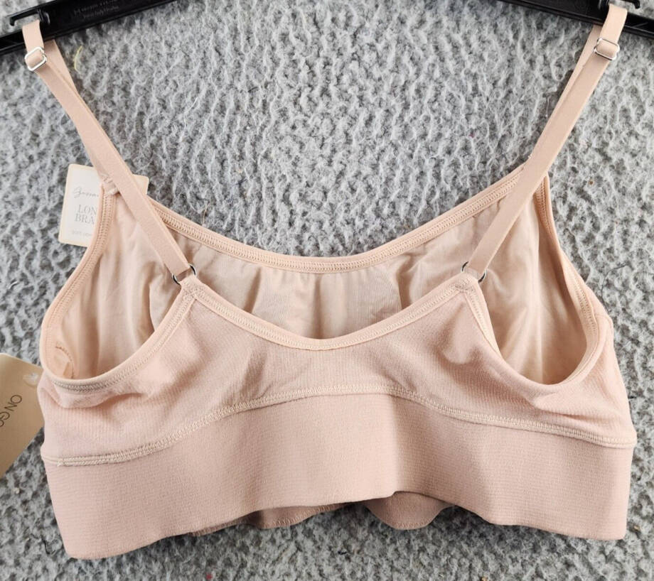 On Gossamer Mesh Longline Bralette Women's S Champagne Adjustable Strap Pullover