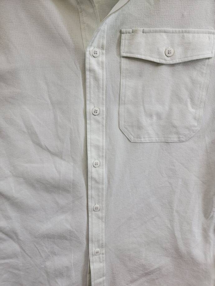 BASS OUTDOOR Trailer A.C. Short-Sleeve Shirt Men M Spread Collar Button Closure