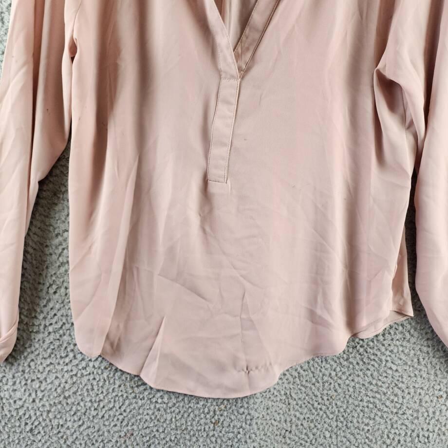 Milano Collared Henley Blouse Women's Medium Mauve Solid Long Sleeve Pullover