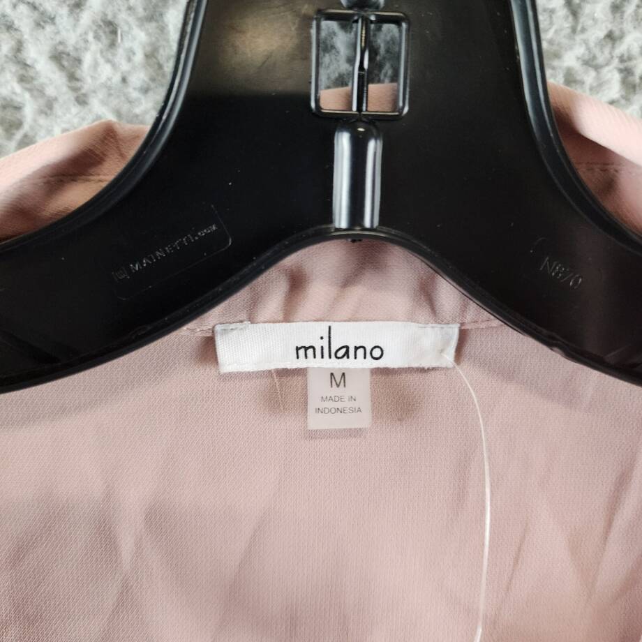 Milano Collared Henley Blouse Women's Medium Mauve Solid Long Sleeve Pullover