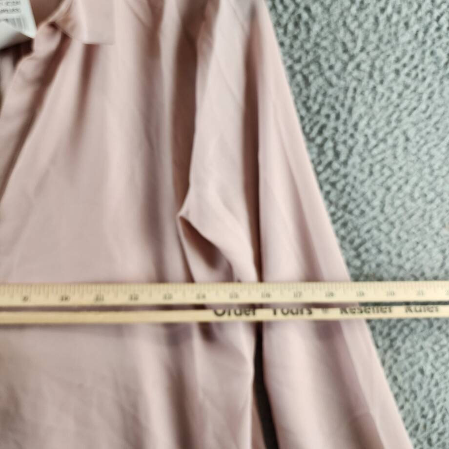 Milano Collared Henley Blouse Women's Medium Mauve Solid Long Sleeve Pullover
