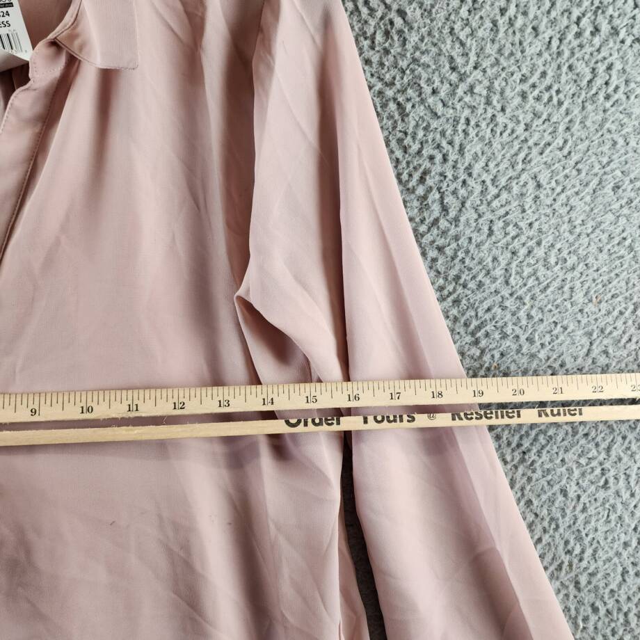 Milano Collared Henley Blouse Women's Medium Mauve Solid Long Sleeve Pullover