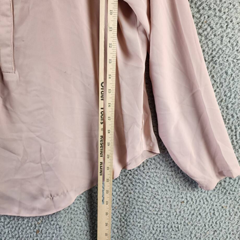 Milano Collared Henley Blouse Women's Medium Mauve Solid Long Sleeve Pullover