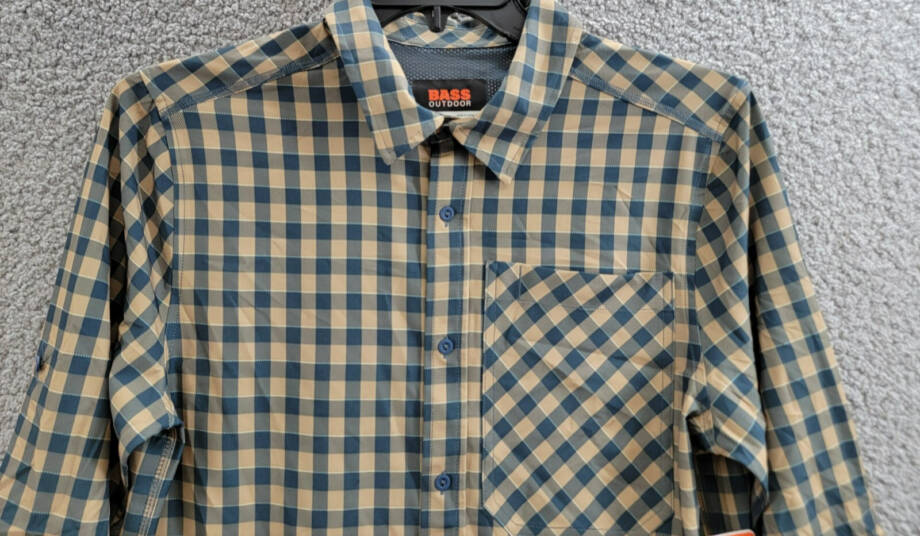 BASS OUTDOOR Cool Plaid Long-Sleeve Shirt Mens S Kelp Small Buffalo Patch Pocket