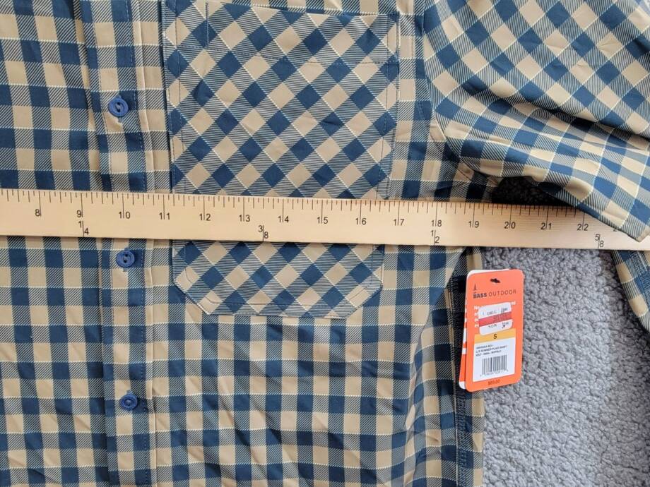 BASS OUTDOOR Cool Plaid Long-Sleeve Shirt Mens S Kelp Small Buffalo Patch Pocket