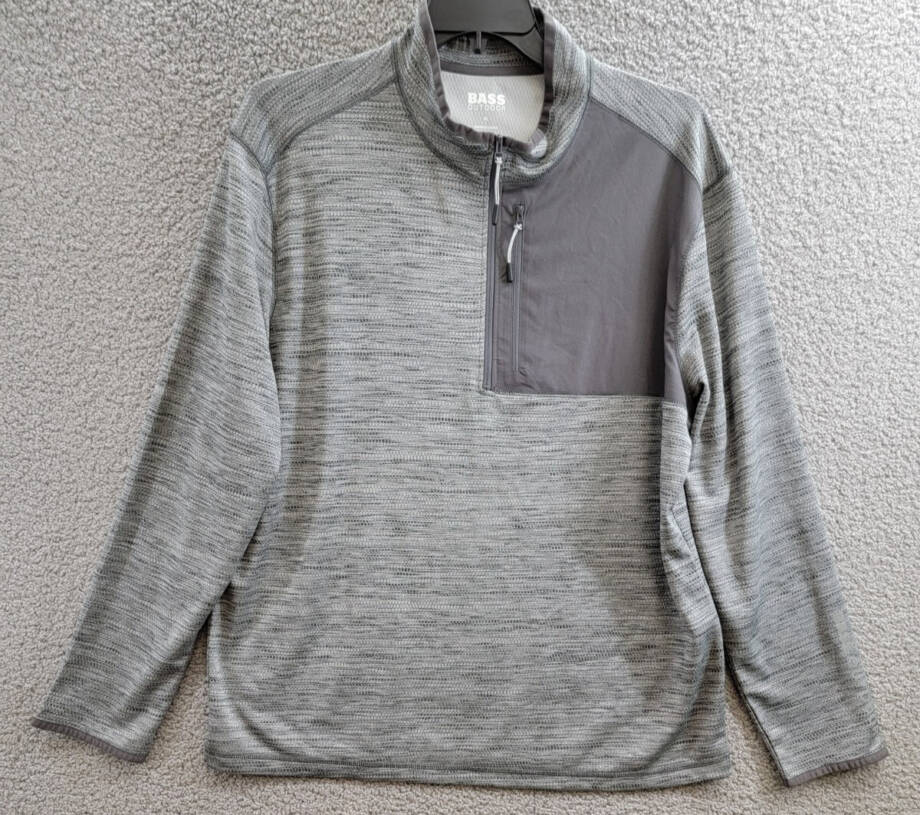 BASS OUTDOOR Climber Quarter-Zip Pullover Men's XL Forged Iron Mock Neck L/S~