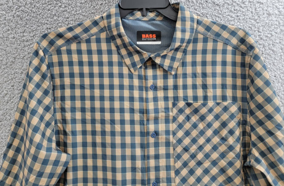 Bass Outdoor Cool Plaid Long-Sleeve Shirt Men's L Kelp Small Buffalo Collared