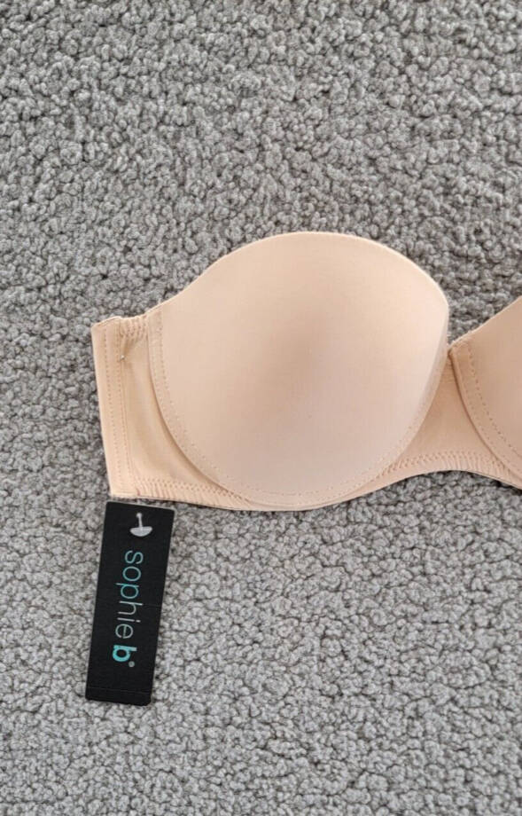 Sophie B. Strapless Underwired Bra Women's 34B Nude Solid Hook & Eye Closure