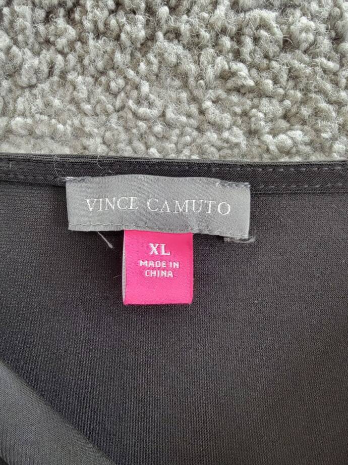 VINCE CAMUTO Draped Crossover Top Women's XL Black Solid Sleeveless Pullover