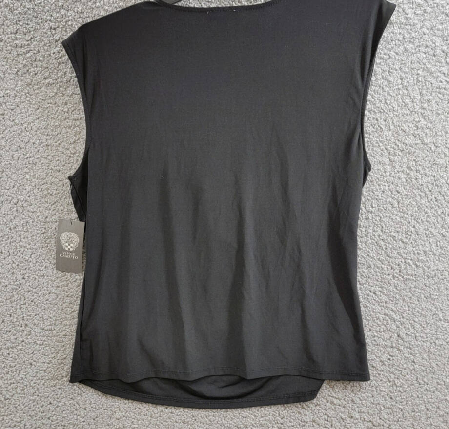 VINCE CAMUTO Draped Crossover Top Women's XL Black Solid Sleeveless Pullover