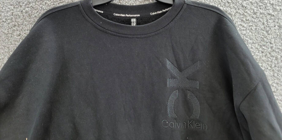 Calvin Klein Oversized Logo Crewneck Sweatshirt Women's M Black Pullover L/S