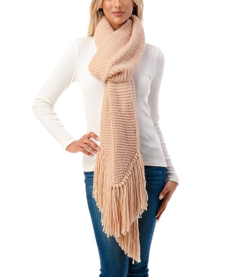 Marcus Adler Ultra Soft Fringe-Trim Winter Scarf Women's One Size Blush
