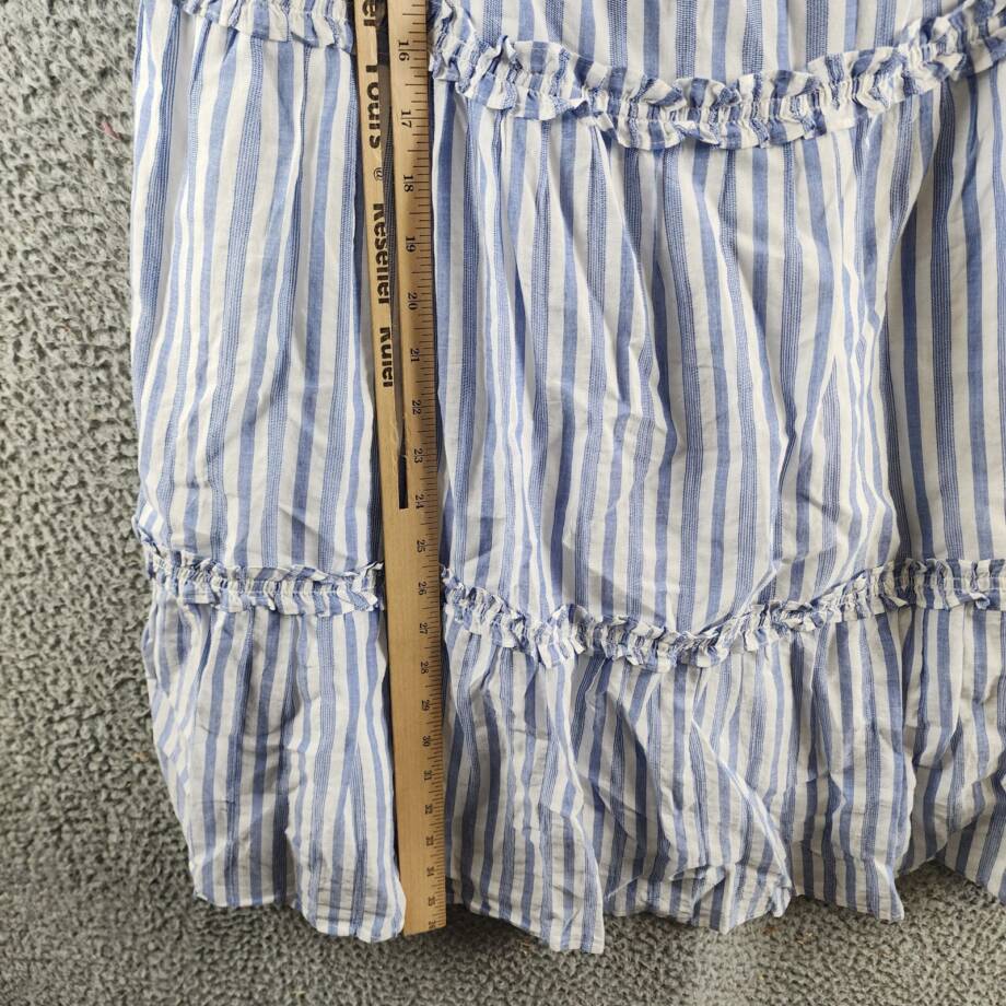 Rails Caralyn Striped Ruffle Trim Dress Women's L Blue/White Sleeveless Pullover