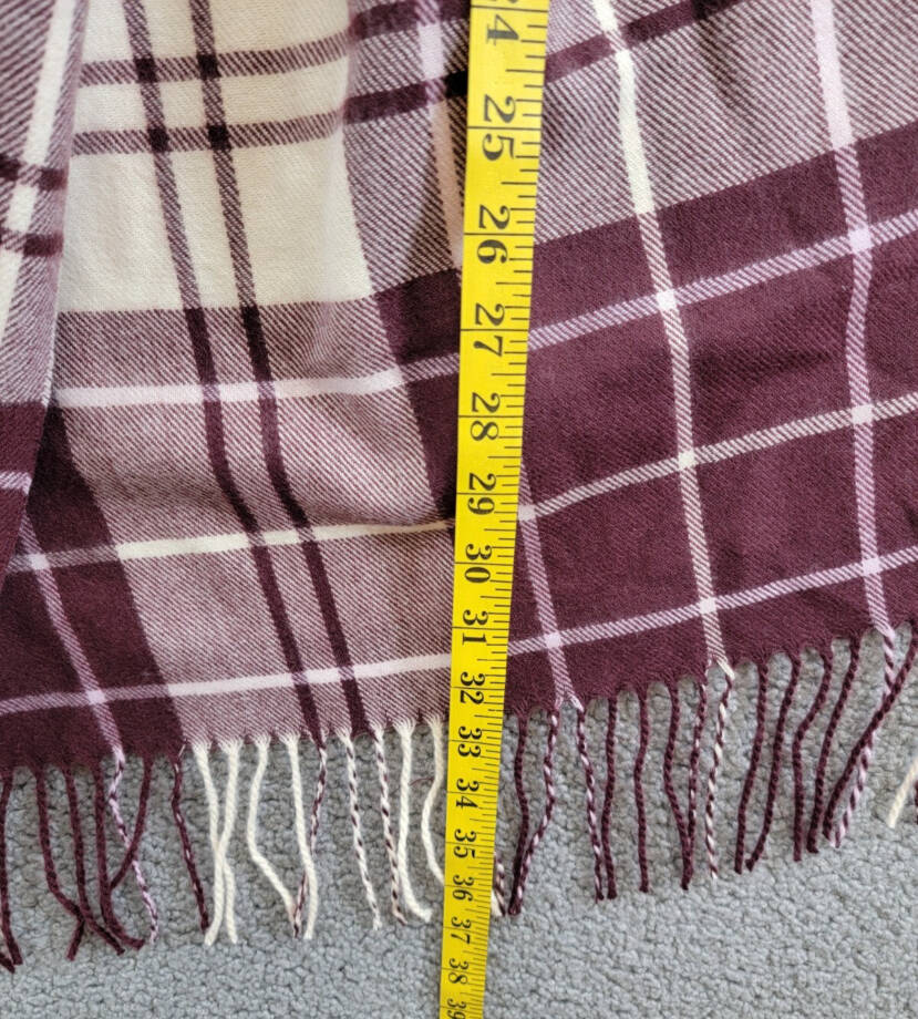 Barbour Hailes Tartan Scarf Women's One Size Cabernet Fringe Edges~