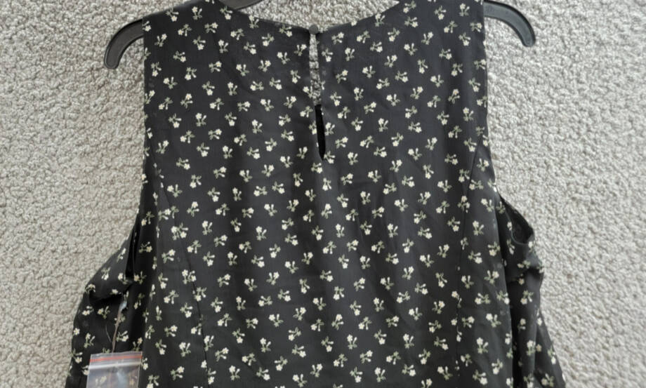 Vince Camuto Floral Crewneck Keyhole-Back Tank Top Women's S Rich Black Pullover