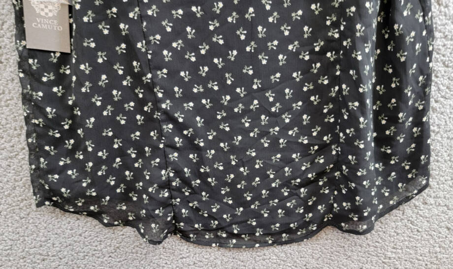 Vince Camuto Floral Crewneck Keyhole-Back Tank Top Women's S Rich Black Pullover