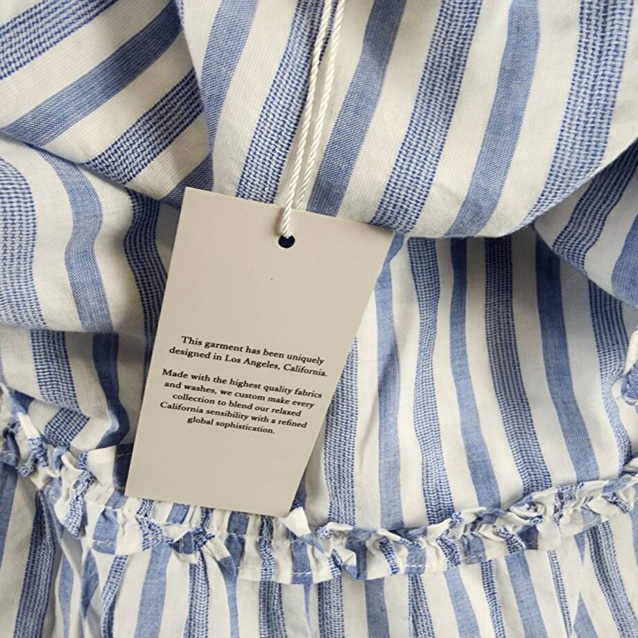Rails Caralyn Striped Ruffle Trim Dress Women's L Blue/White Sleeveless Pullover
