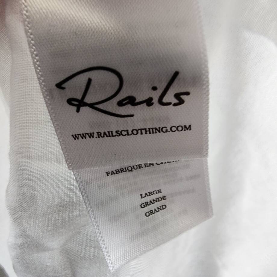 Rails Caralyn Striped Ruffle Trim Dress Women's L Blue/White Sleeveless Pullover