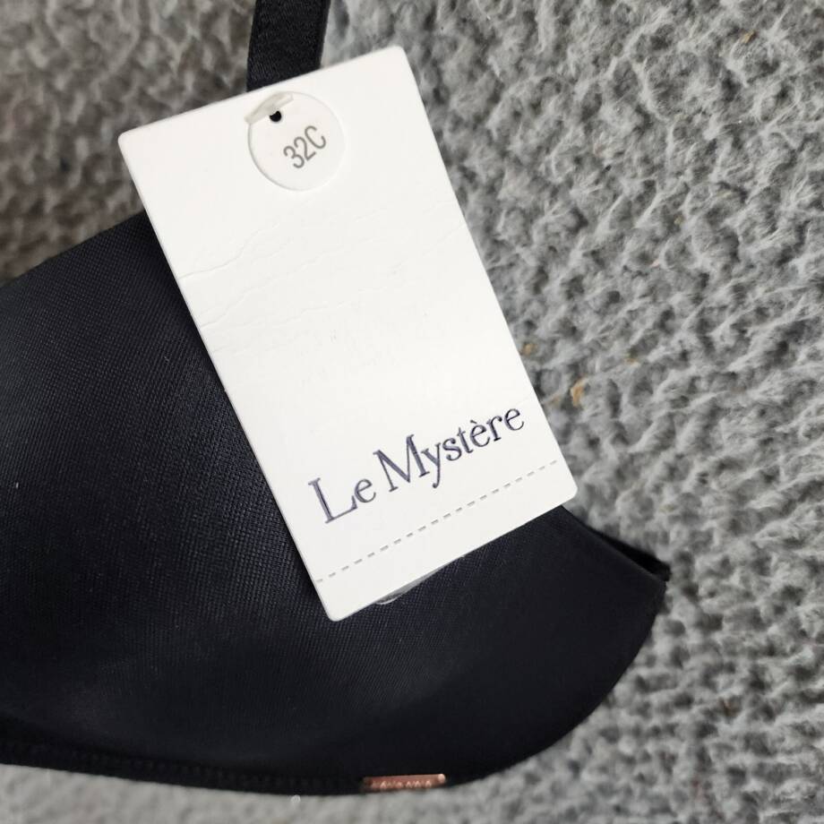 Le Mystère Sheer Seduction Wireless Bra Women's 32C Black Hook & Eye Closure