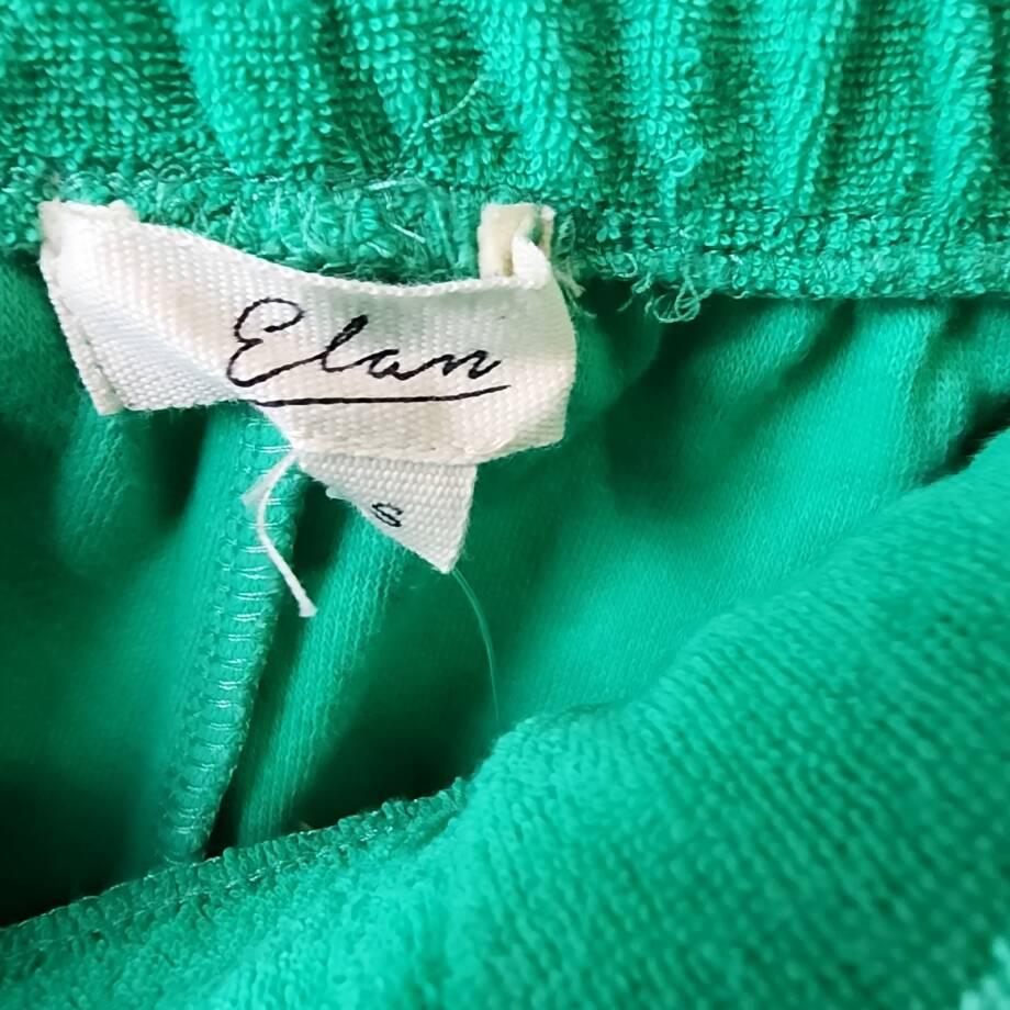 Elan Elastic Waistband Swim Cover Up Shorts Women's S Green Bright Solid Pull On