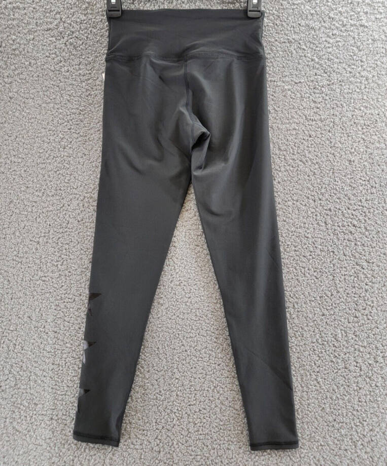 AQUA Athletic Foil Star High Rise Ankle Leggings Women's XS Black Elastic Waist
