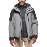 Club Room 3-in-1 Hooded Jacket Men's S Black/Gray Heather Snap Zip Closure L/S