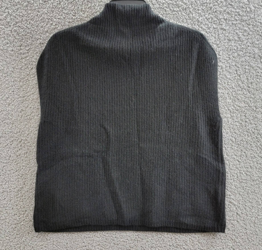 C by Bloomingdale's Cashmere Funnel Neck Sweater Women's S Black Short Sleeve