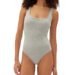 Gap GapBody Logo Comfort Thong Bodysuit Women's S Heather Gray Removable Cups